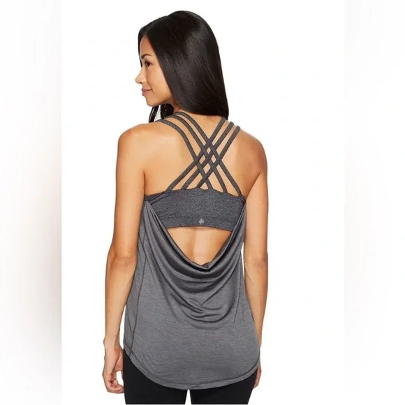 Like New Prana Waterfall Criss Cross Built in Bra Scoop Back Workout Tank - Picture 2 of 14